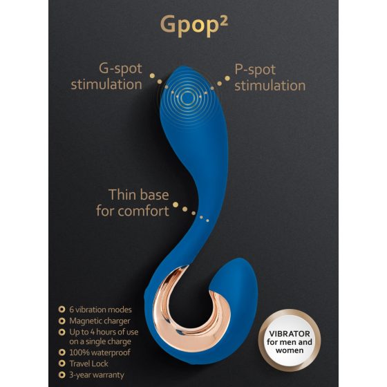 G-Vibe G-Pop 2 - akumulatora, ūdensnecaurlaidīgs G/P punkta vibrators (zils)