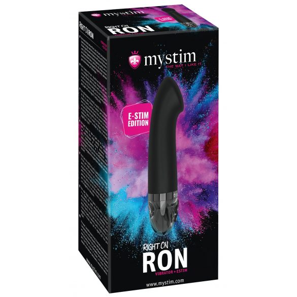 mystim Right on Ron E-Stim - uzlādējams elektro G-punkta vibrators (melns) 