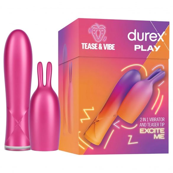 Durex Tease & Vibe - stienis vibrators ar zaķi klitora stimulēšanai (rozā) 