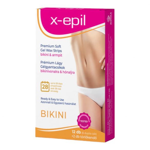 X-Epil - lietošanai gatavās premium želejvasku strēmeles 12 gab - bikini/paduses 