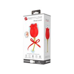   Pretty Love Rose Lover - akumulatora, mēles 2in1 klitora vibrators (sarkana)