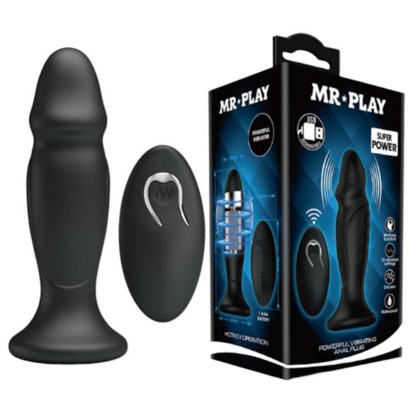 MR. PLAY - akumulators, radio anālais vibrators (melns) 