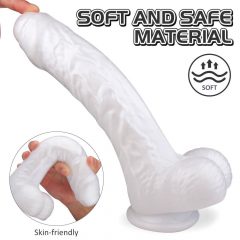   Sex HD Martin - silikona dildo ar piesūcekni, ar dzīvām bumbām (balts)