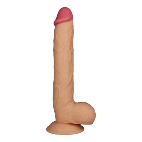 Lovetoy King-Sized - piesūcekņa, reālistisks dildo ar sēkliniekiem - 25 cm (dabīga) 