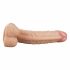 Lovetoy Real Extreme - ar pamatni, ar sēkliniekiem G-punkta dildo - 21 cm (dabiska krāsa)