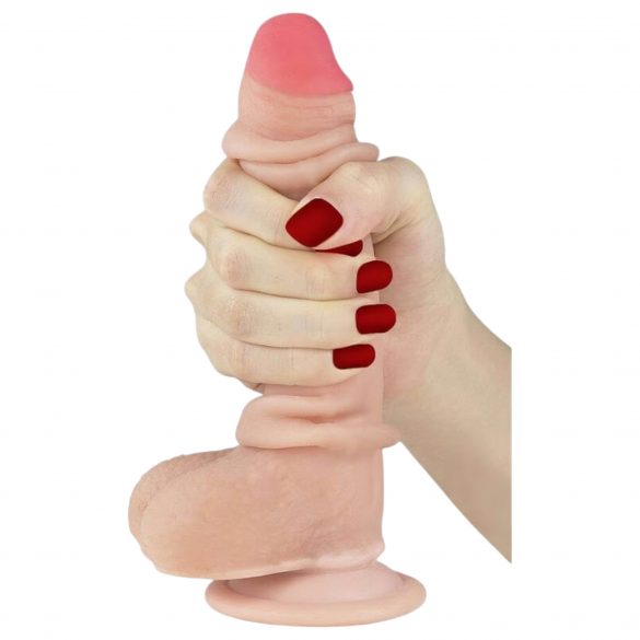 Lovetoy Sliding-Skin - divslāņu piesūcekņa dildo - 18cm (dabīgs) 