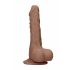 RealRock Dong 7 - reālistisks, ar sēkliniekiem dildo (17 cm) - tumši dabīgs 