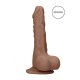 RealRock Dong 8 - reālistisks dildo ar sēkliniekiem (20cm) - tumšs naturāls 