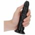 RealRock Slim - piesūceknēm, realistisks dildo - 15,5cm (melns) 