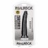 RealRock Slim - piesūceknēm, realistisks dildo - 15,5cm (melns) 