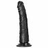 RealRock Slim - piesūceknēm, realistisks dildo - 15,5cm (melns) 