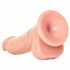 RealRock - piesūceknis, ar sēkliniekiem reālistisks dildo - 15,5 cm (dabīgs) 