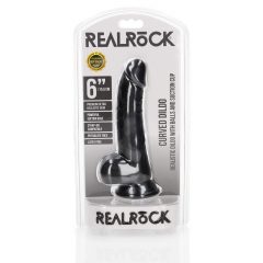   RealRock - ar piestiprināmu pamatni, ar sēkliniekiem realistisks dildo - 15,5cm (melns)
