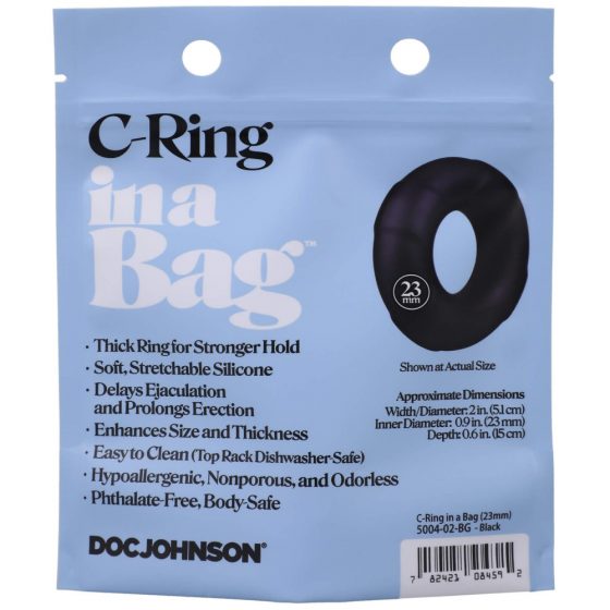Doc Johnson C-Ring - silikona dzimumlocekļa gredzens (melns)