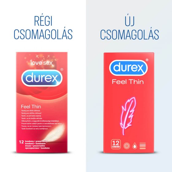 Durex Feel Thin - reālistiskas sajūtas prezervatīvi (12gab)