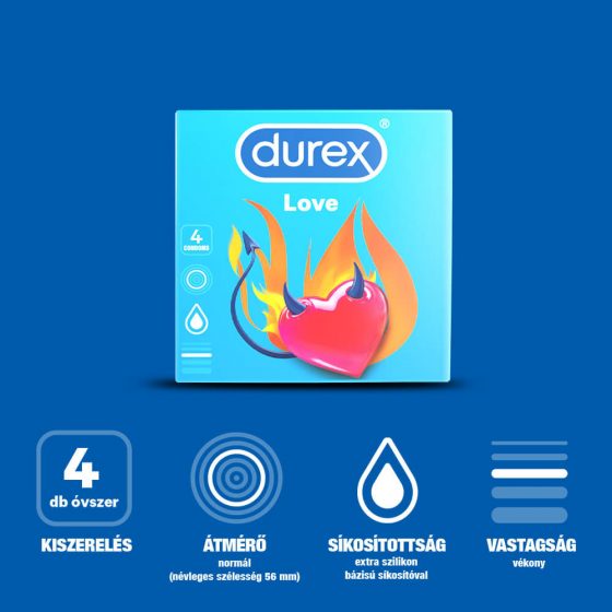 Durex prezervatīvs Mīlestība - Easy-on prezervatīvs (4 gb)