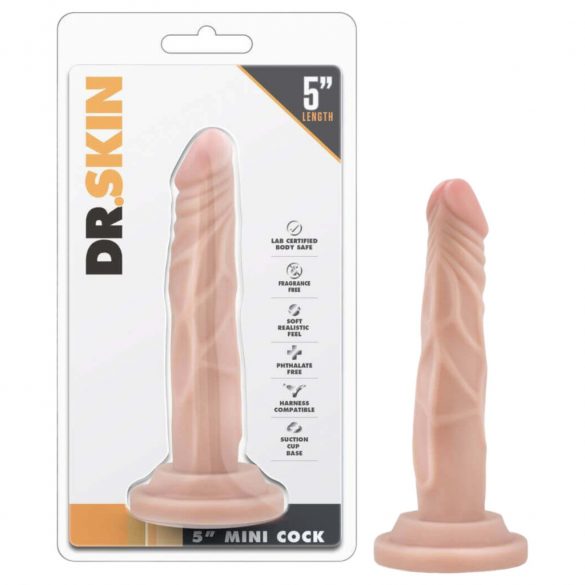 Dr. Skin 5 - pieķeramo pamatnes reālistisks dildo - naturāls (14,5 cm) 