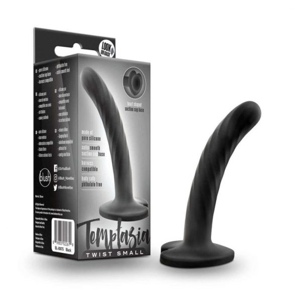 Temptasia Twist Small - piesūcekņu, vītņu dildo (melns) 