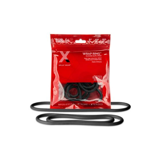 Perfect Fit Slim Wrap - plāns dzimumlocekļa gredzenu komplekts - melns (3gab)