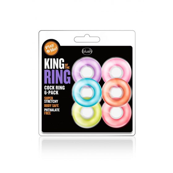 King of the Ring - dzimumlocekļa gredzenu komplekts - krāsaini (6 gab.)