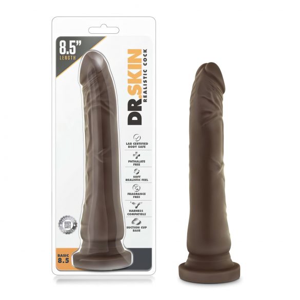 Dr. Skin 8,5 - ar piesūcekni realists dildo - brūns (20,5cm) 