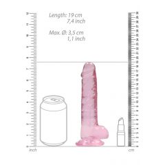 REALROCK - läbipaistev, realistlik dildo - roosa (17 cm)