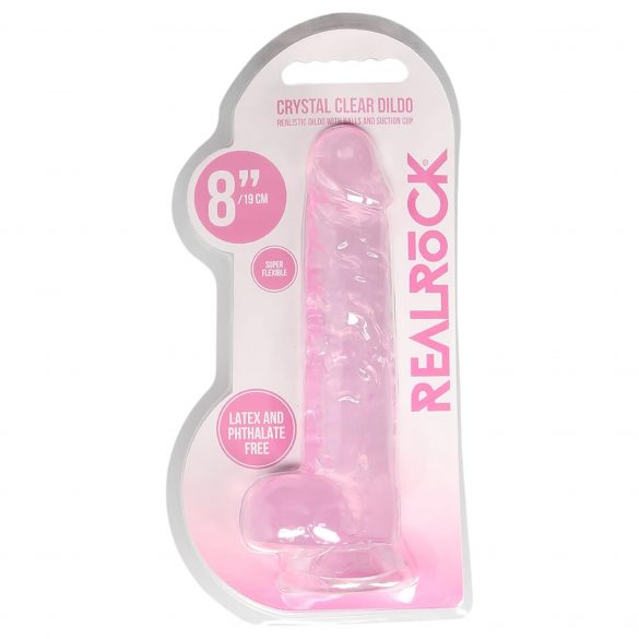 REALROCK - caurspīdīgs reālistisks dildo - rozā (19cm) 