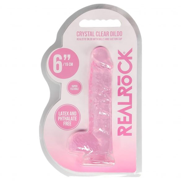 REALROCK - caurspīdīgs reālistisks dildo - rozā (15 cm) 