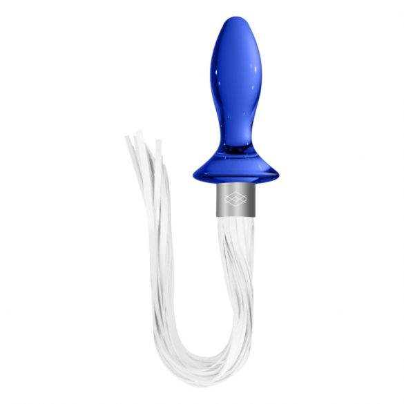 Lettonian Chrystalino Tail - glass anal dildo whip (blue-white)