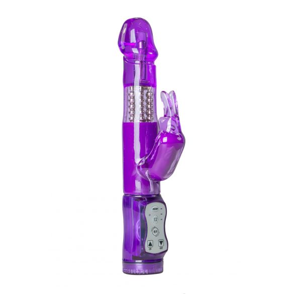 Easytoys Rabbit - rotējošs pērlīšu vibrators ar klitora stimulatoru (violets) 