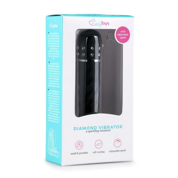 Easytoys Diamond Twirled - melnā pagriezta stieņa vibrators 