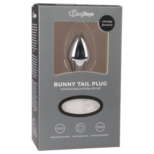 Easytoys Bunny NO1 - metāla anālais dildo ar truša asti (sudraba-balta) 