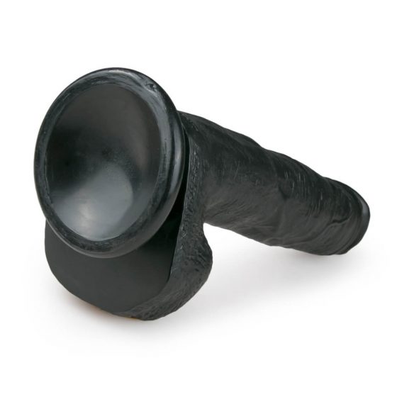 Easytoys - iminējoša piesūcekņa dildo ar sēklinieku (22,5 cm) - melns