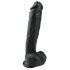 Easytoys - piesūcekņa, sēklinieku liels dildo (26,5cm) - melns 