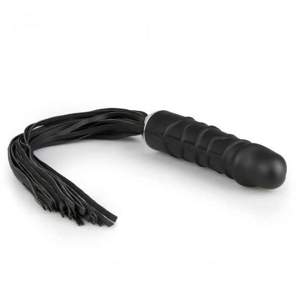 Easytoys Flogger - pātaga un silikona dildo vienā (melns) 