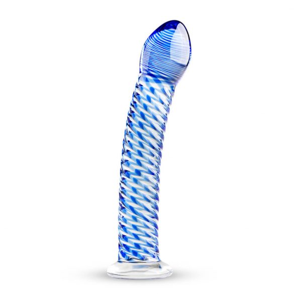 Gildo Glass Nr. 5 - spirālveida stikla dildo (caurspīdīgs-zils) 