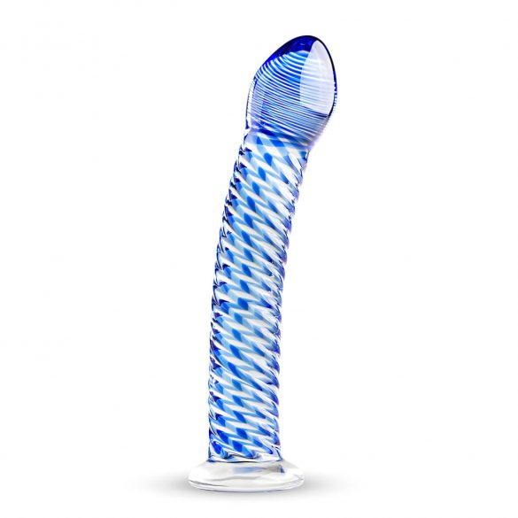 Gildo Glass Nr. 5 - spirālveida stikla dildo (caurspīdīgs-zils) 