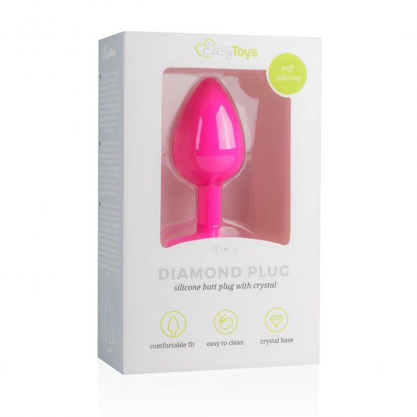 Easytoys Diamond Small - anālais dildo (rozā-balts) 