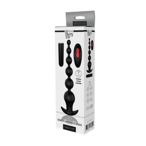 Cheeky Love - akumulators, ar tālvadību, anālais perļu vibrators (melns)