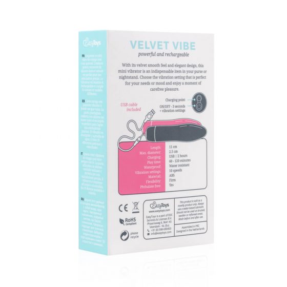 Easytoys Velvet Vibe - akumulatora stienis vibrators (melns)