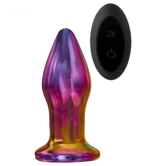 Glamour Glass - konusveida, radio vadības, stikla anālais vibrators (krāsains) 