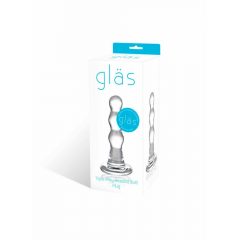 GLAS - viļņains stikla anālais dildo (caurspīdīgs)