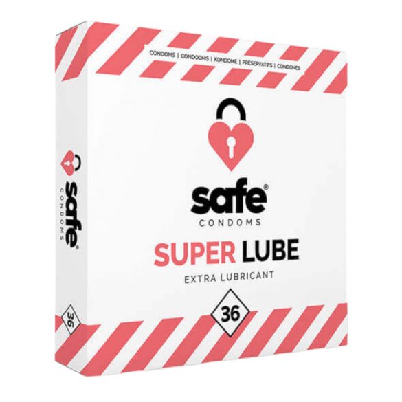 SAFE Super Lube - papildu lubrikācijas prezervatīvi (36 gab.) 