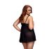 BACI Plus Size - atvērts, punktots babydoll - melns (XL-XXL) 