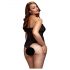 /BACI Plus Size - kakla lencīte, caurspīdīgs bodijs - melns (XL-XXL)