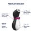 Satisfyer Penguin - akulise, ūdensdrošs klitora stimulators (melns-balts)