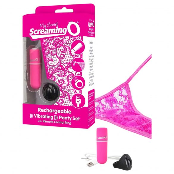 Screaming O Panty Set - bezvadu vibrējošās biksītes (rozā) S-L 