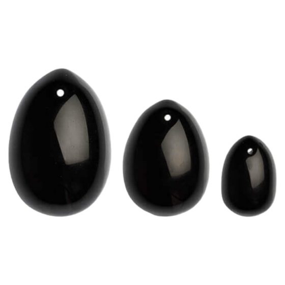 La Gemmes Yoni - geišas bumbiņu komplekts - melns obsidiāns (3gab)