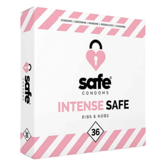 SAFE Intense Safe - Rievotās un punktotās prezervatīvs (36 gab.)